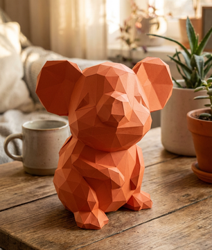 3D polygonal paper mouse for assembly 25 x 30 x 24 – decorative papercraft DIY kit, modern cardboard sculpture, geometric home decoration - Mi tienda