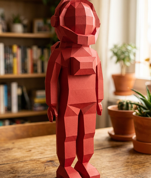 3D polygonal paper astronaut figure for assembly 51 x 18 x 14 – decorative papercraft DIY kit, modern geometric sculpture for table or shelf - Mi tienda
