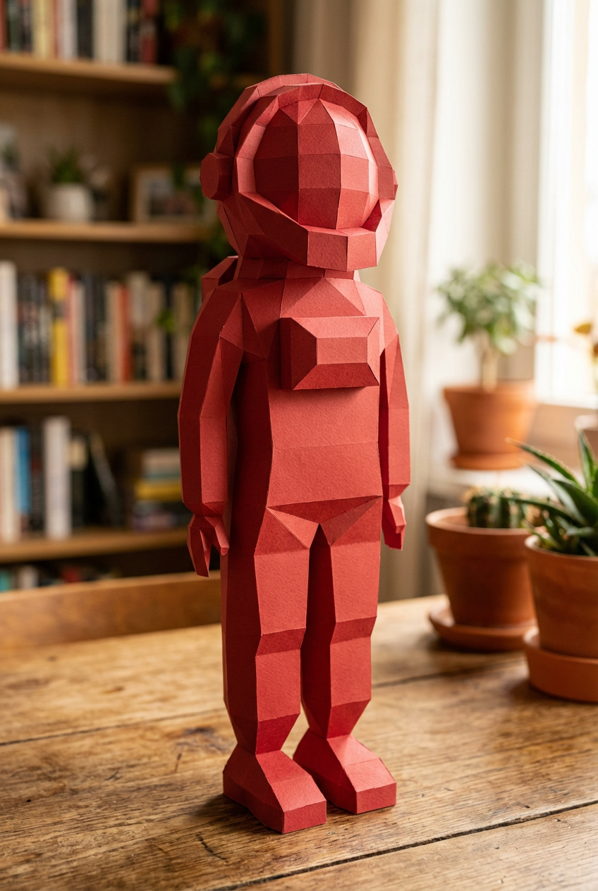 3D polygonal paper astronaut figure for assembly 51 x 18 x 14 – decorative papercraft DIY kit, modern geometric sculpture for table or shelf - Mi tienda