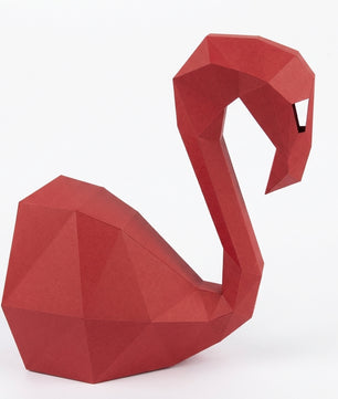 3D Wall Flamingo Papercraft wall flamingo papercraft kit! Polygonal paper art, 37x35x19 cm. Unique DIY wall decor - Mi tienda