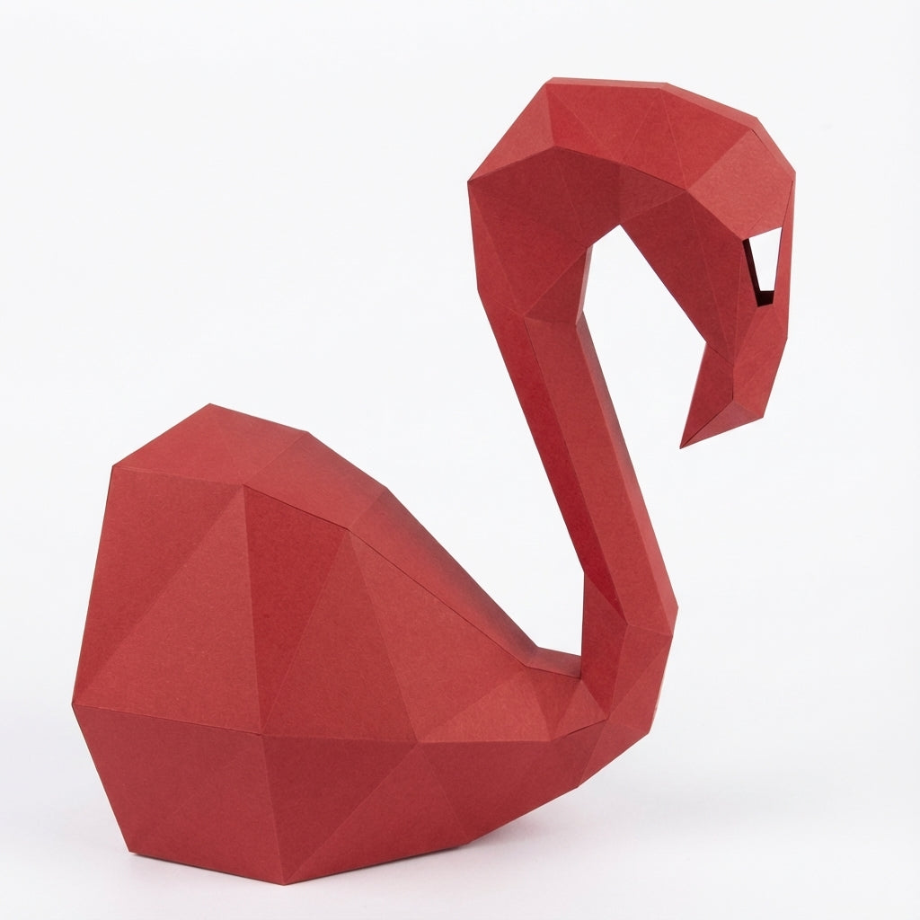 3D Wall Flamingo Papercraft wall flamingo papercraft kit! Polygonal paper art, 37x35x19 cm. Unique DIY wall decor - Mi tienda