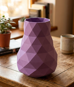 Jarrón de papel decorativo 3D 21 x 16 x 17 – recipiente poligonal para ensamblar, manualidad DIY, papel de 180 g, decoración moderna para el hogar