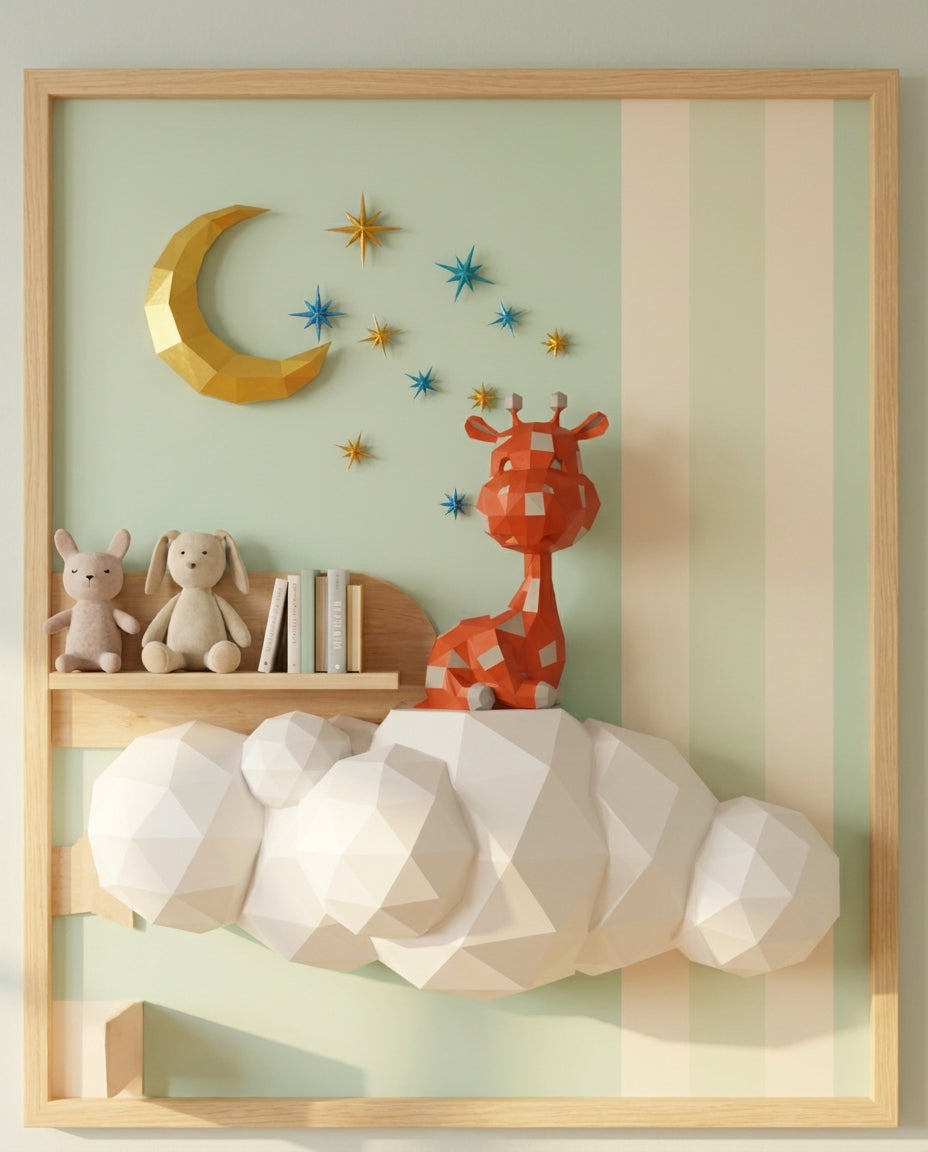 Ciervo pequeño 3D, figura de papel poligonal para ensamblar 42x32x11 – Manualidad DIY, ciervo de cartón escultórico para decoración de pared moderna