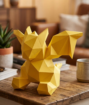 3D small polygonal paper dragon for assembly 23 x 29 x 29 – papercraft DIY kit, modern cardboard sculpture, creative geometric home decoration - Mi tienda