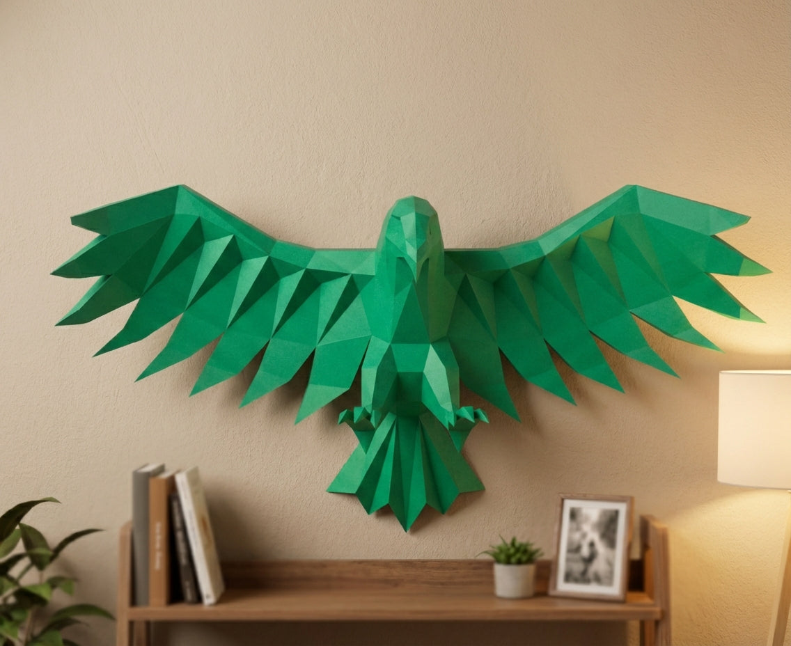 3D Eagle Wall Art Papercraft, Polygonal Bird Figure for Assembly – DIY Geometric Sculpture, Unique Home Decor for Creative Workspace - Mi tienda