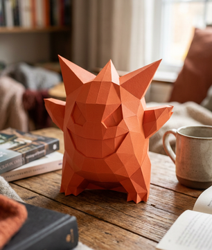 3D polygonal paper Gengar figure for assembly 27 x 33 x 32 – decorative papercraft DIY kit, modern geometric sculpture - Mi tienda