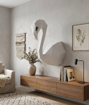 3D Wall Flamingo Papercraft wall flamingo papercraft kit! Polygonal paper art, 37x35x19 cm. Unique DIY wall decor - Mi tienda