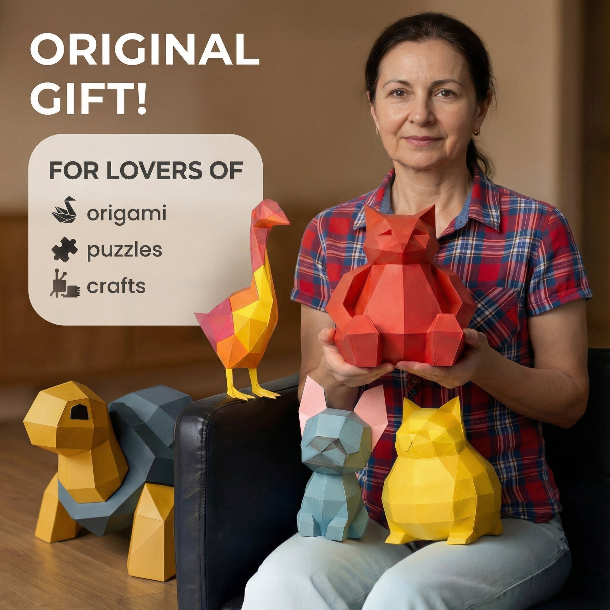 Astronauta pequeño en cohete 3D, figura de papel poligonal para manualidades, 42x32x11 – Manualidad DIY, escultura geométrica moderna para decoración de pared