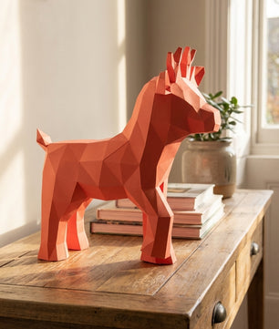 Ciervo pequeño 3D, figura de papel poligonal para ensamblar 42x32x11 – Manualidad DIY, ciervo de cartón escultórico para decoración de pared moderna