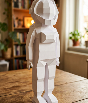 3D polygonal paper astronaut figure for assembly 51 x 18 x 14 – decorative papercraft DIY kit, modern geometric sculpture for table or shelf - Mi tienda