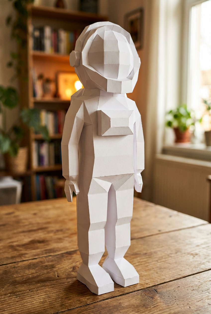 3D polygonal paper astronaut figure for assembly 51 x 18 x 14 – decorative papercraft DIY kit, modern geometric sculpture for table or shelf - Mi tienda