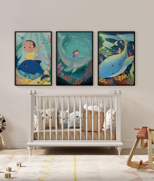Tableau pour Enfants d’Aventures Sous-Marines avec Animaux Marins