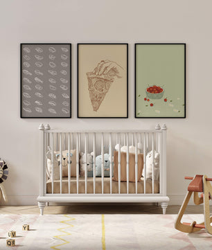 Trio d’affiches d’art moderne sur la nourriture
