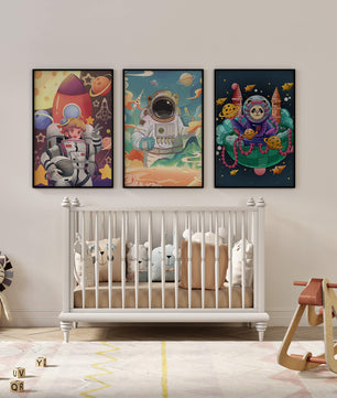 Des designs spatiaux colorés avec une thématique d’astronautes