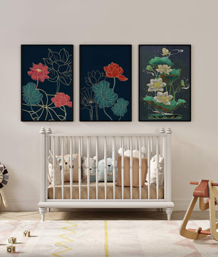Ensemble d’impressions artistiques de fleurs de lotus dans différents styles