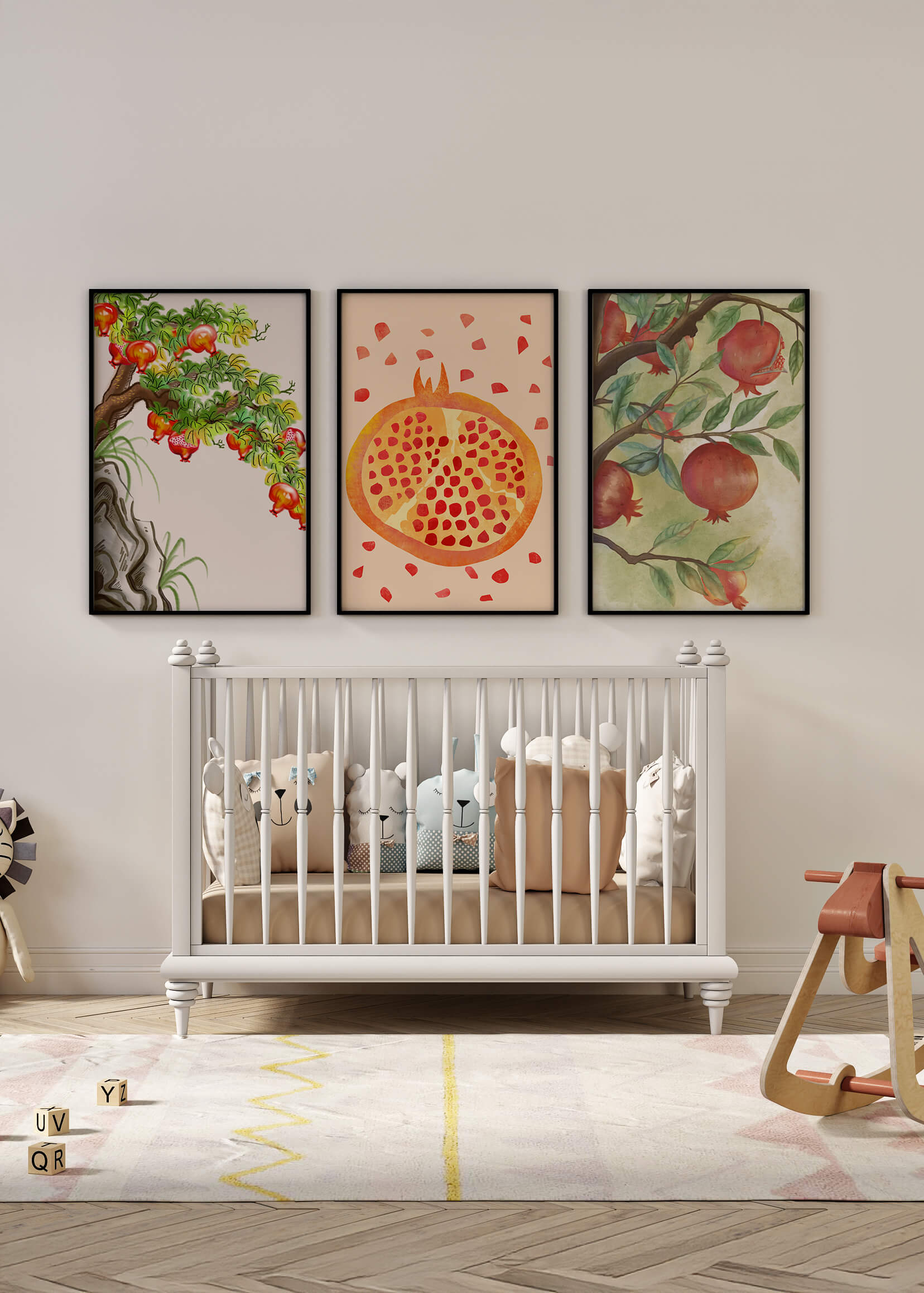 Arte de Granadas en Estilo Acuarela