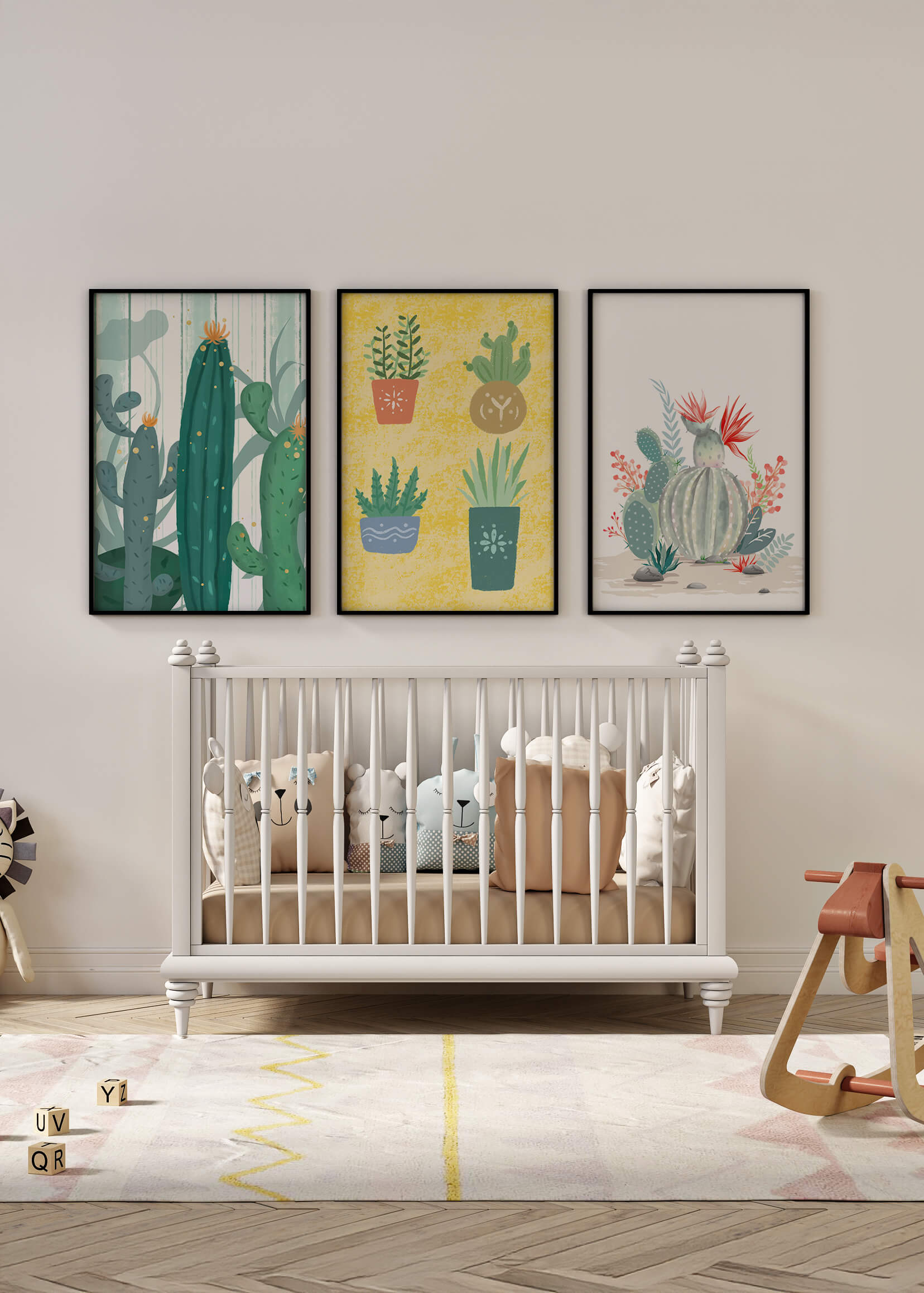 Conjunto De Impresiones De Cactus Sin Marco En Interior