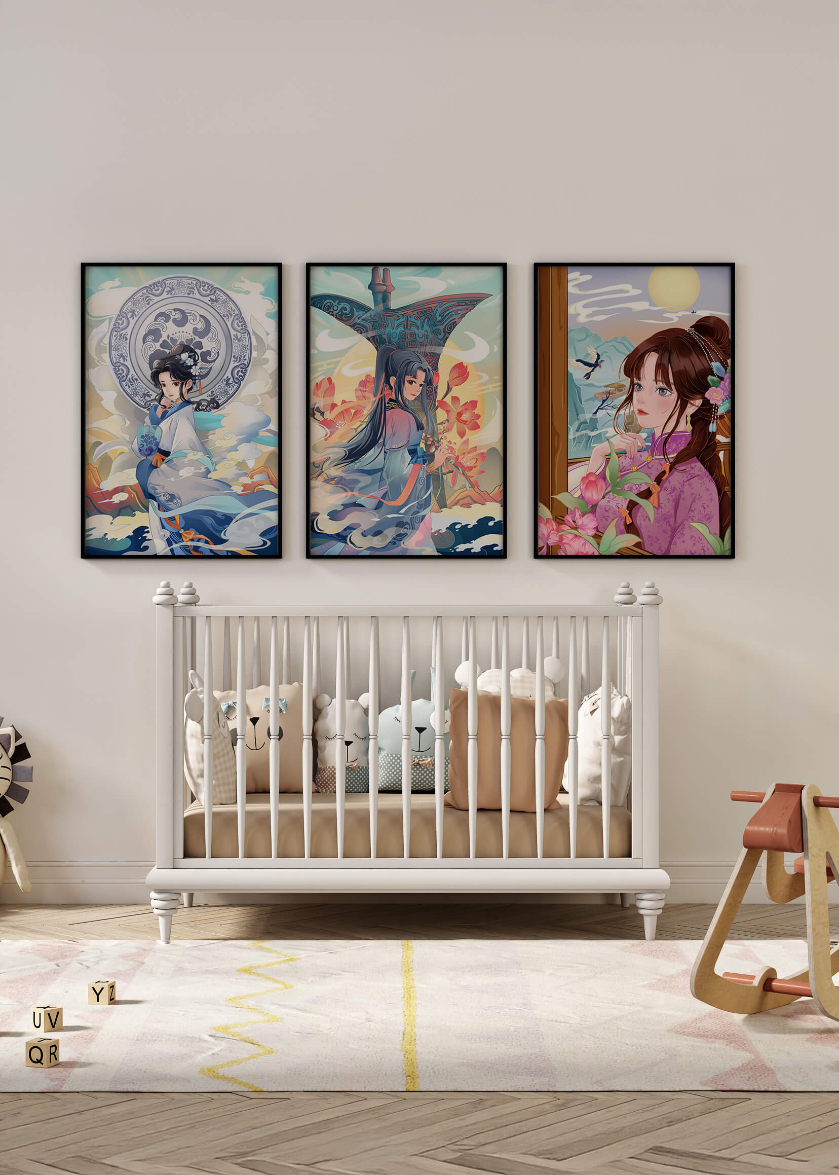 Arte Oriental en Interiores Modernos con Impresión de Alta Calidad