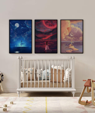 Décoration murale moderne avec œuvres d'art sans cadre
