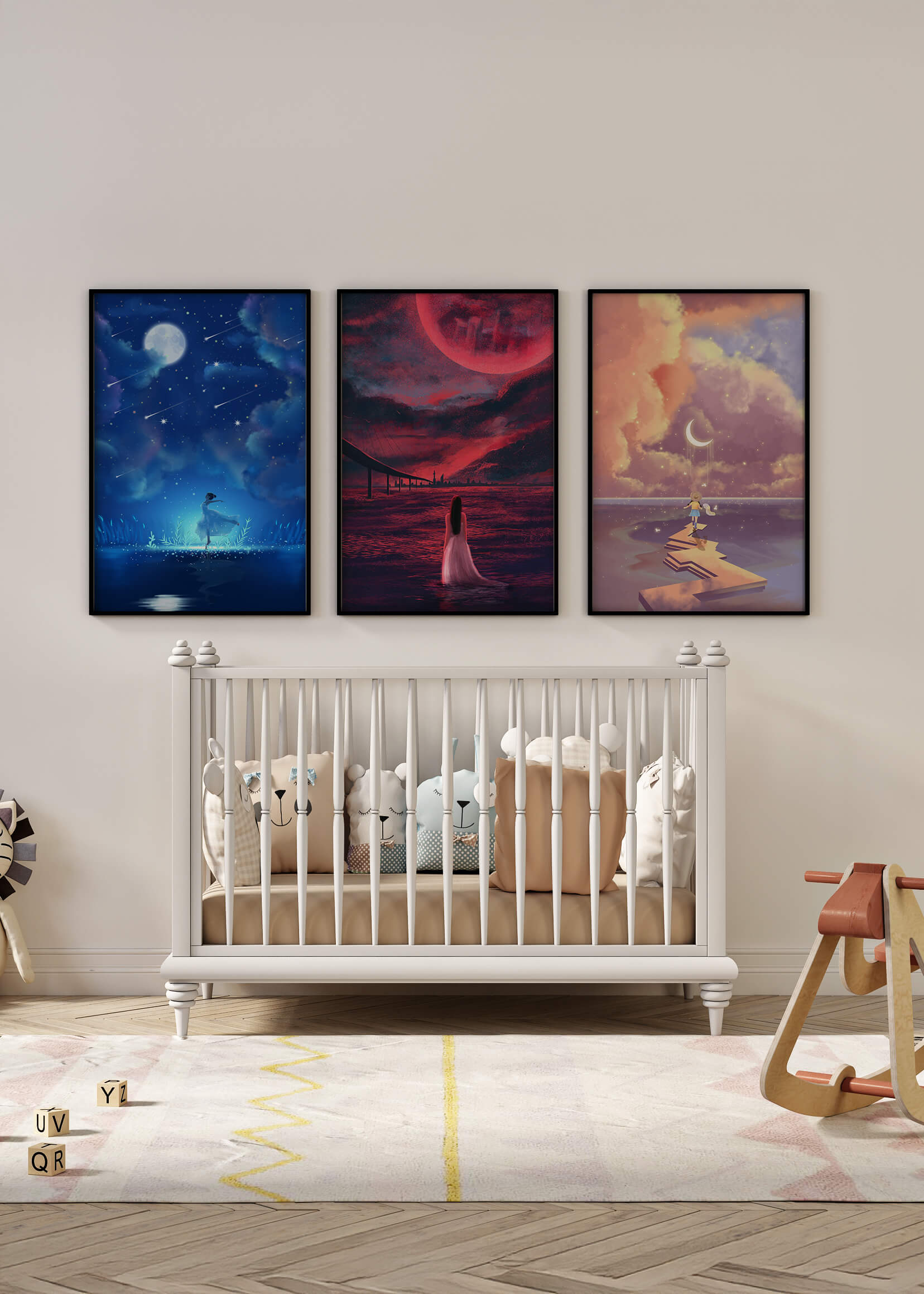 Decoración Moderna de Pared con Obras de Arte Sin Marco