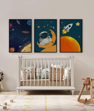 Ensemble d’images d’espace avec astronaute et fusée
