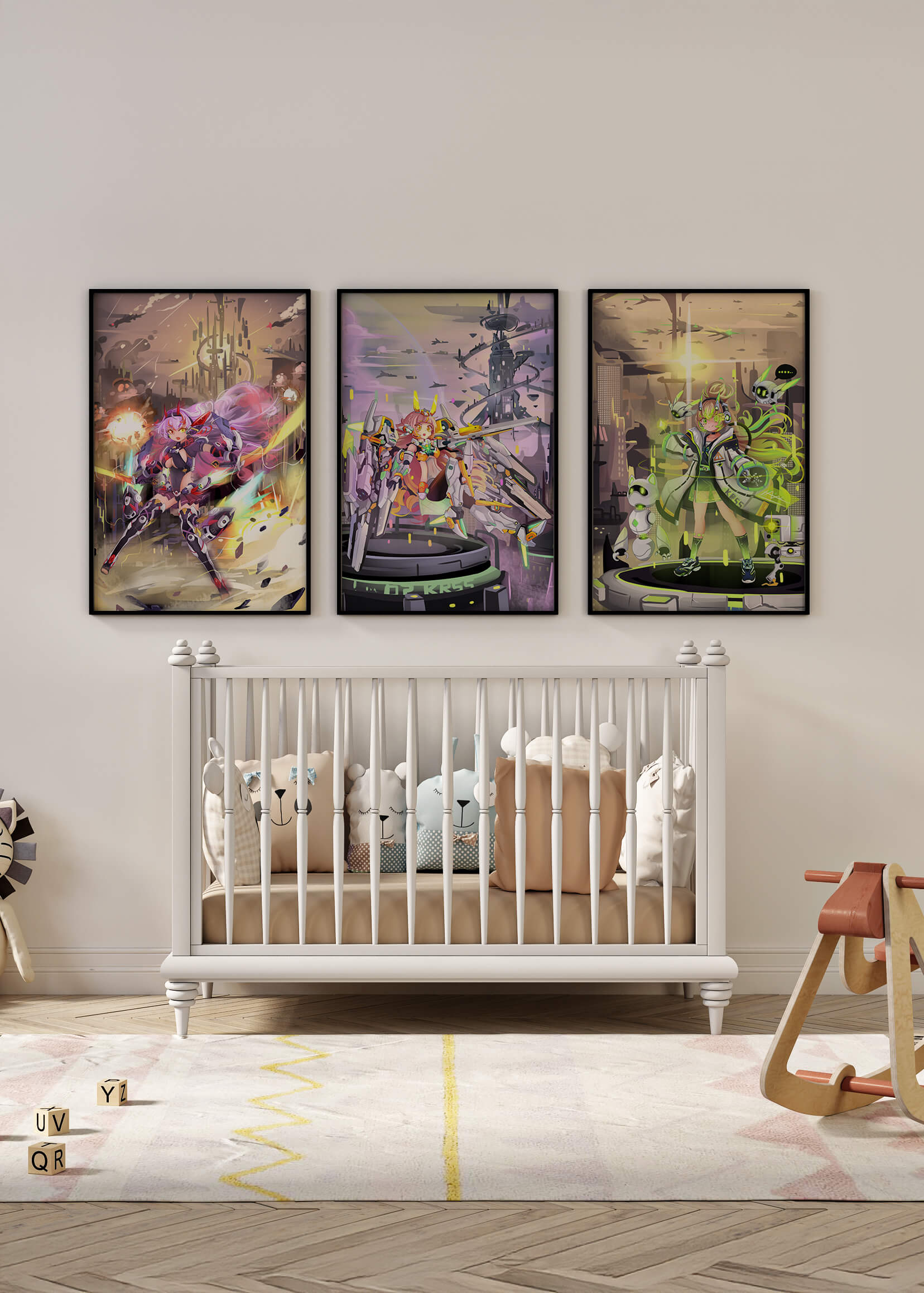 Impressions artistiques de personnages dans le style cyberpunk