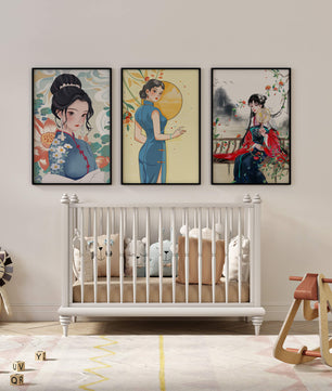 Impresiones Artísticas de Mujeres en Estilo Tradicional Asiático