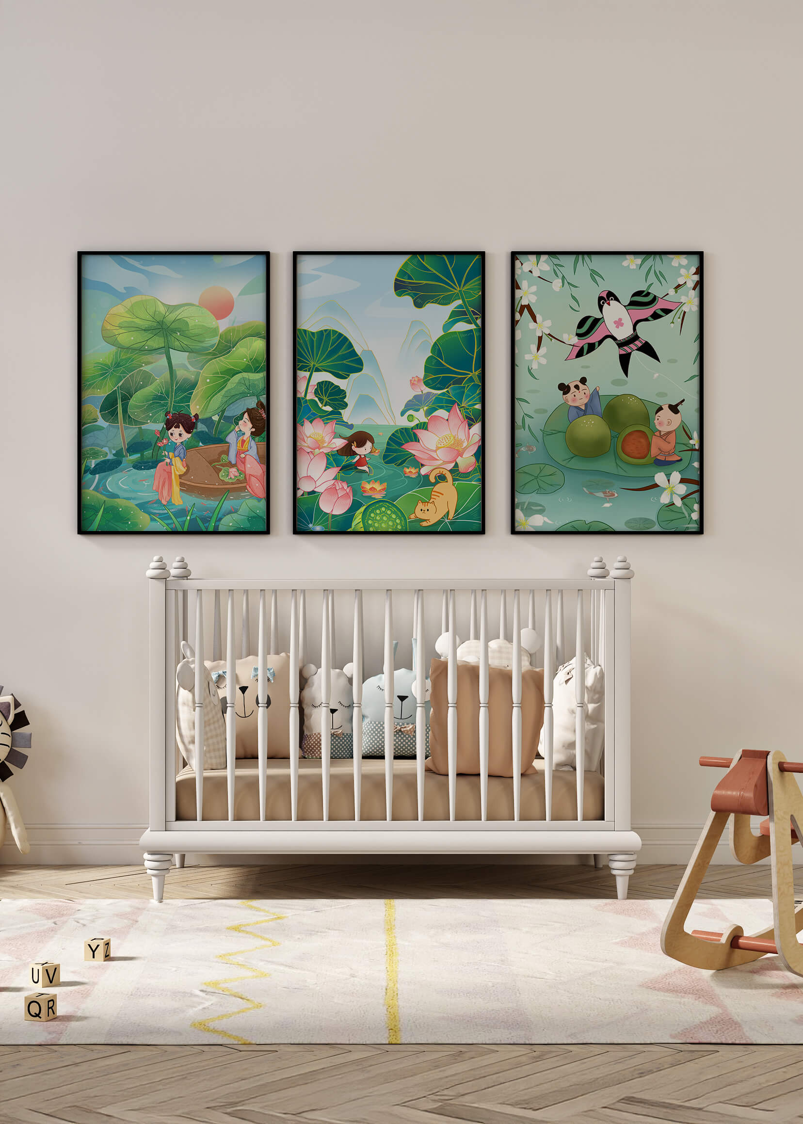 Kunstdrucke im asiatischen Stil mit Naturmotiven