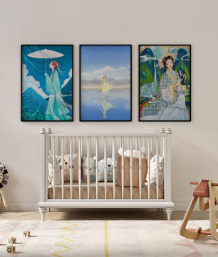 Décoration artistique de style oriental avec trois œuvres