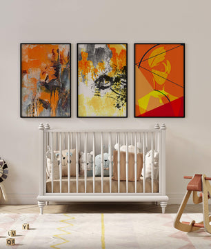 Peintures abstraites modernes dans des tons orangés