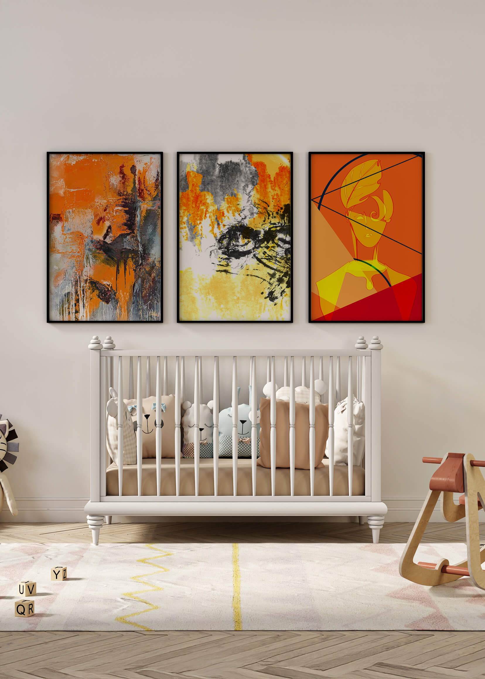 Pinturas Abstractas Modernas en Tonos Anaranjados