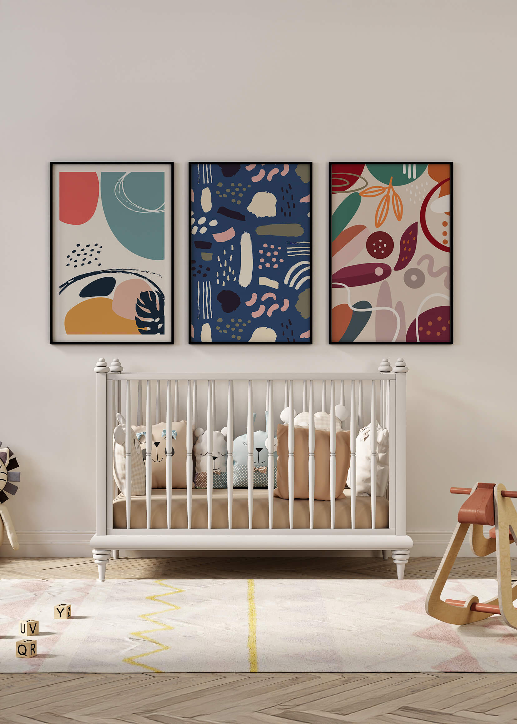 Conjunto De Arte Moderno Abstracto Sin Marco