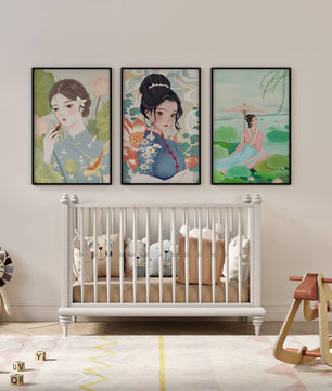 Décoration murale avec art asiatique de femmes élégantes
