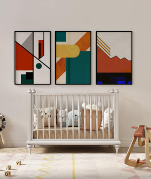 Ensemble d'art abstrait moderne avec des motifs géométriques sans cadre