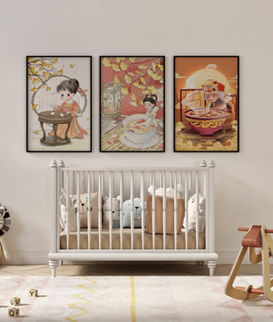 Ilustraciones Animadas de Niños en Ambientes Cálidos y Enmarcados