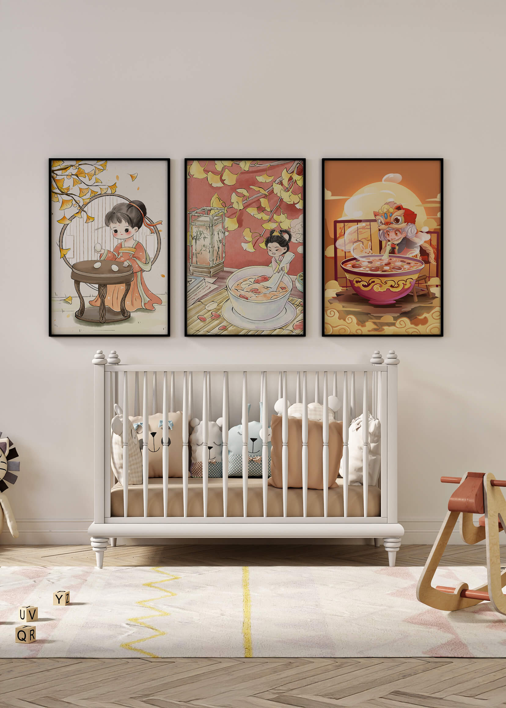 Ilustraciones Animadas de Niños en Ambientes Cálidos y Enmarcados