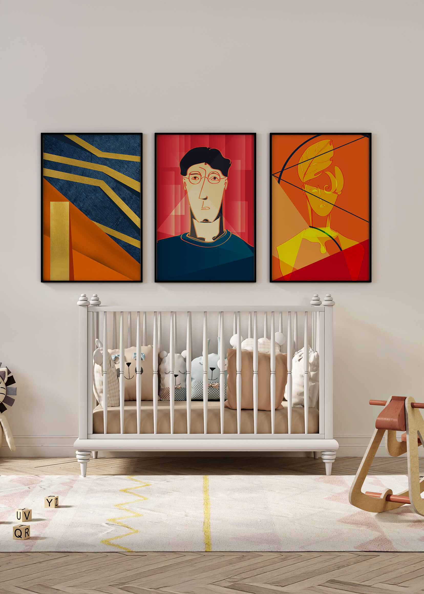 Impressions artistiques modernes avec un design abstrait et des détails géométriques