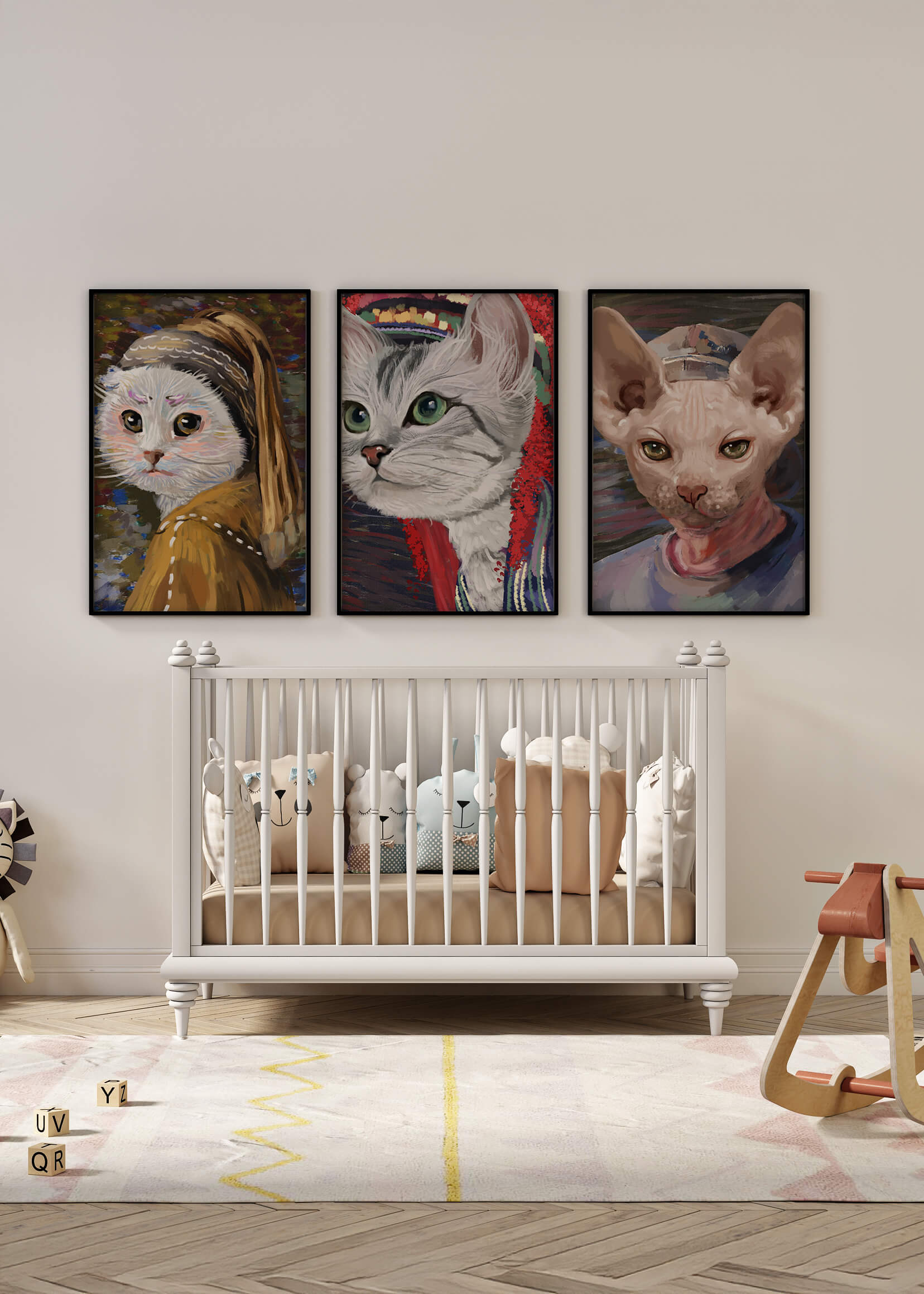 Pinturas de Gatos Elegantes en Estilo Clásico