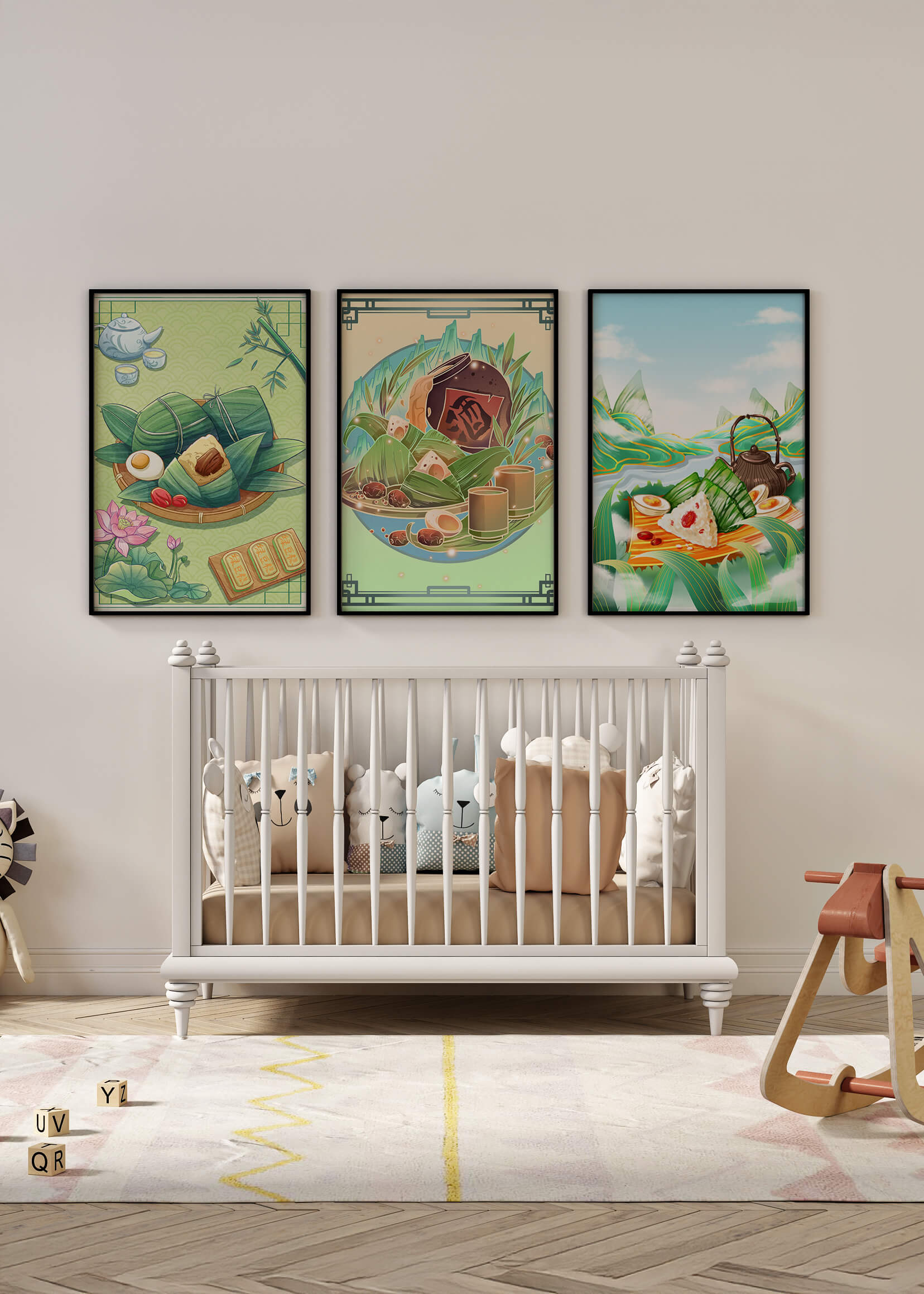 Decoraciones Artísticas de Comida Asiática en Coloridos Marcos