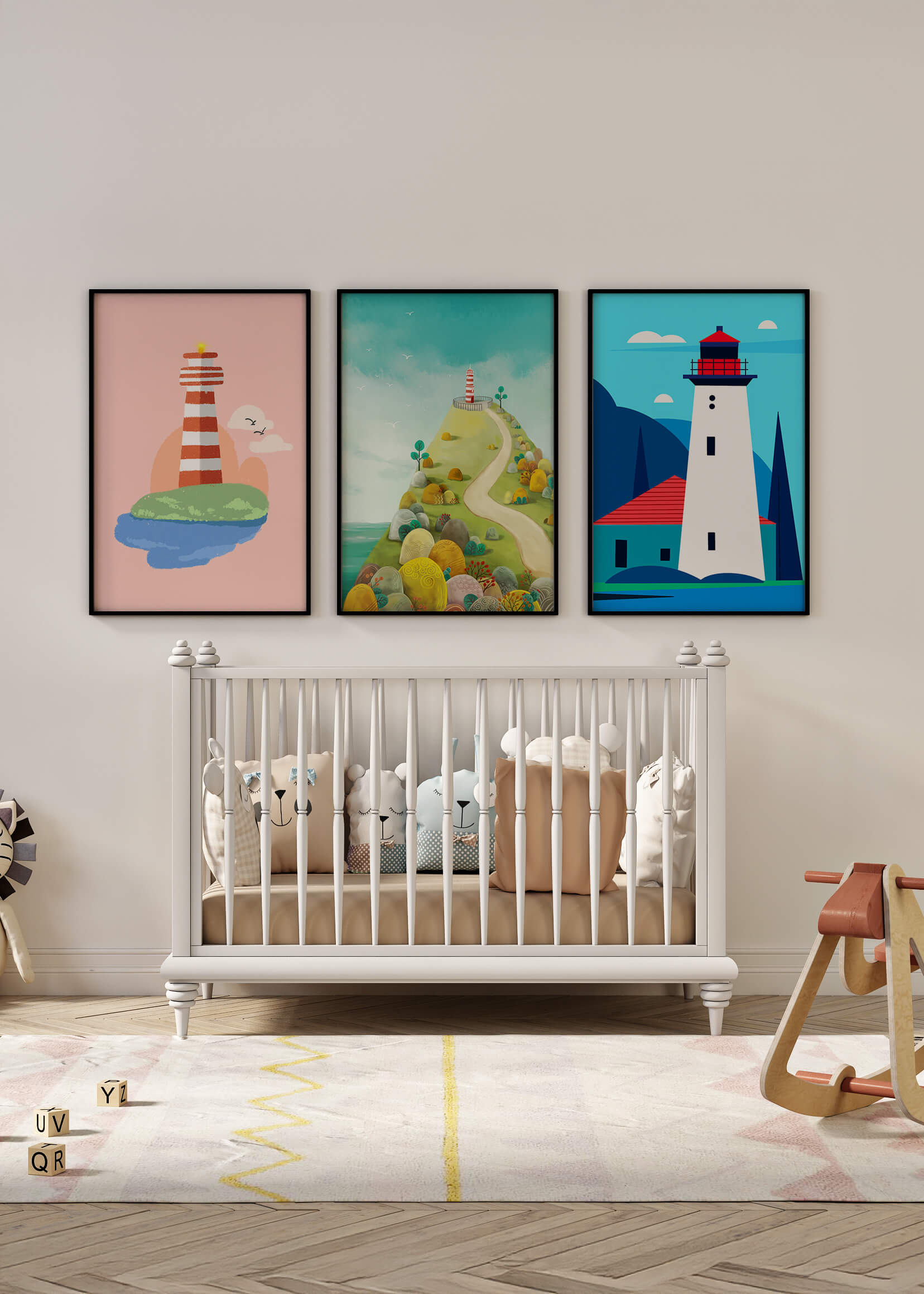 Conjunto de Impresiones de Arte con Motivos de Faros Sin Marco