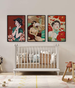 Tríptico de Arte de Mujeres en Colores Vibrantes