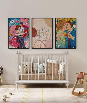Ensemble d’œuvres d’art de couples en style Pop Art et ligne