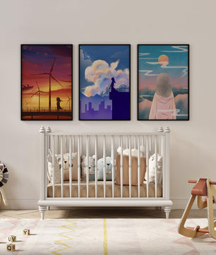Zeitgenössische Kunst: Minimalistisches Triptychon mit Landschaften