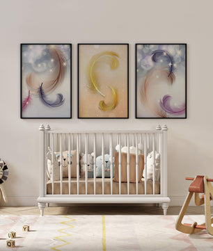 Art abstrait avec des plumes dans des tons pastel