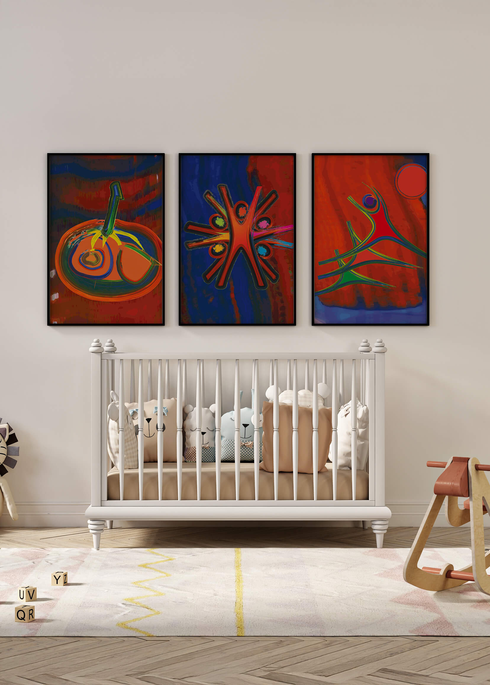 Pinturas Abstractas Coloridas en Estilo Moderno Sin Marco