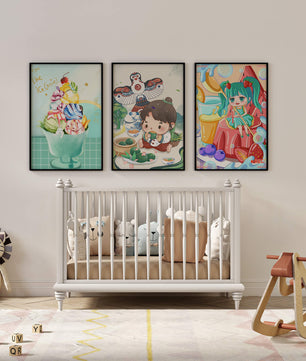 Illustrations d’art coloré avec des personnages animés et un design moderne
