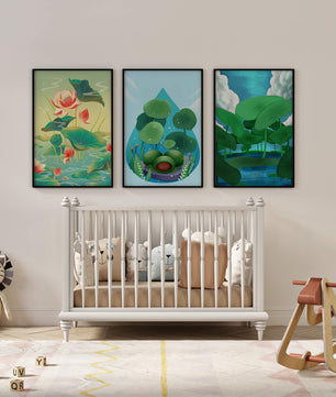 Conjunto De Impresiones De Arte Botánico De Nenúfares Sin Marco
