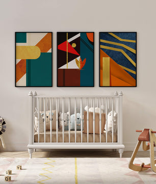 Ensemble d’art abstrait coloré avec des éléments dorés
