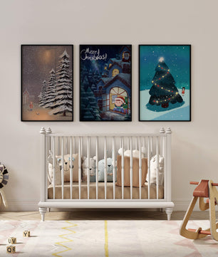 Décoration de Noël avec illustrations hivernales et ambiances festives