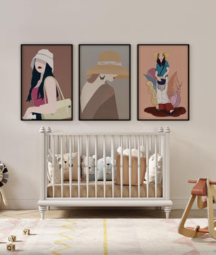 Retratos Modernos de Mujeres con Sombreros en Estilo Vectorial